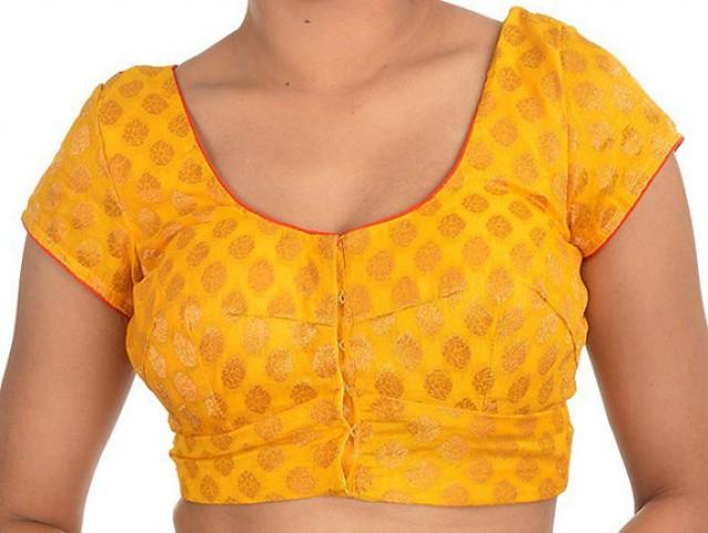 wedding photo - Beautiful Yellow Brocade Blouse with Traditional Floral