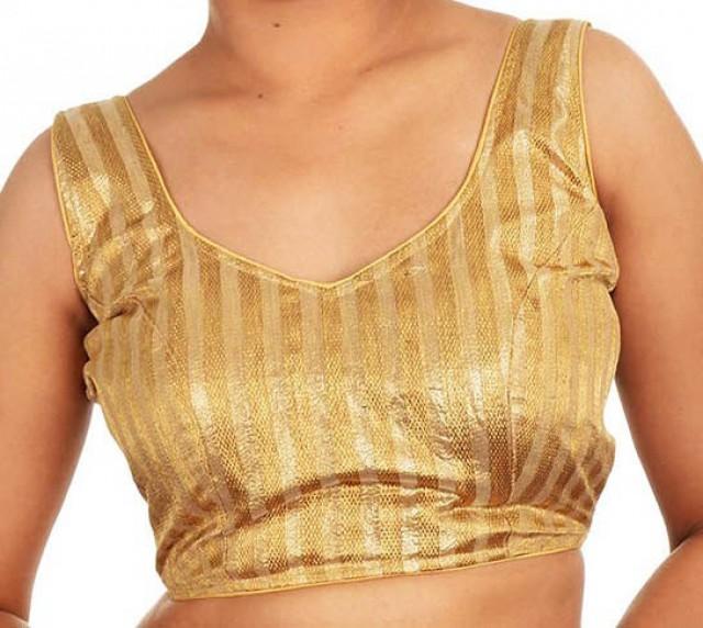 wedding photo - Lovely Golden Partywear Blouse with perfect fitting