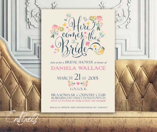 wedding photo - Printable Bridal Shower Invitation - Vintage Floral Invitation - Wedding Invitation