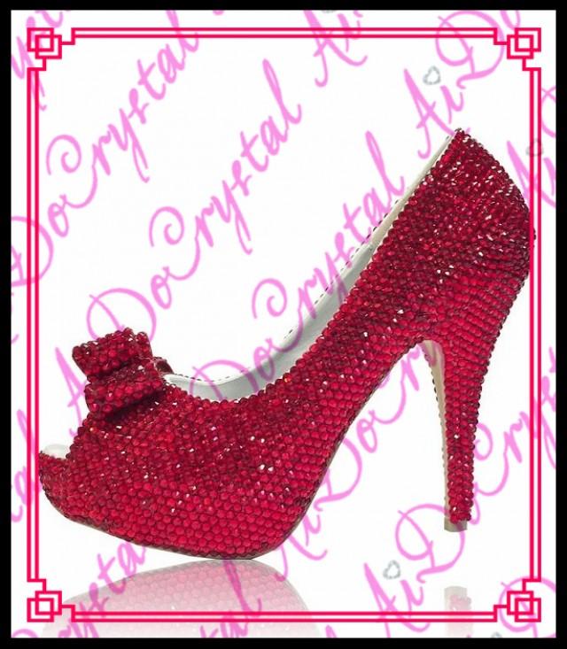 wedding photo - Aidocrystal Shining red crystal upper open toe fashional spring summer sex toe high heel new design ladies' simple shoes