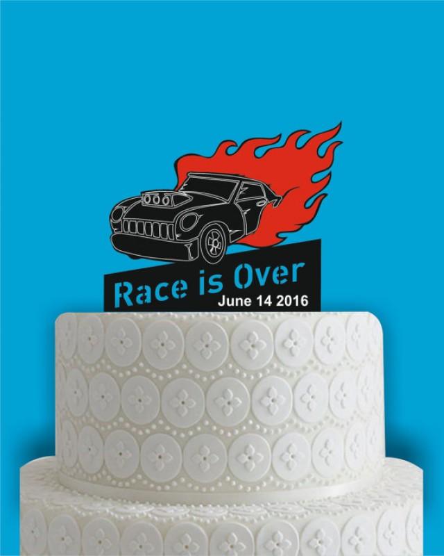wedding photo - Hot rod cake topper, Race cake topper, Car cake topper, Mustang Cake topper , unique weddimg cake topper,