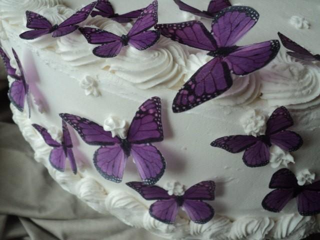 24 Purple Monarch Butterflies 100 Edible Pre Cut Decorations