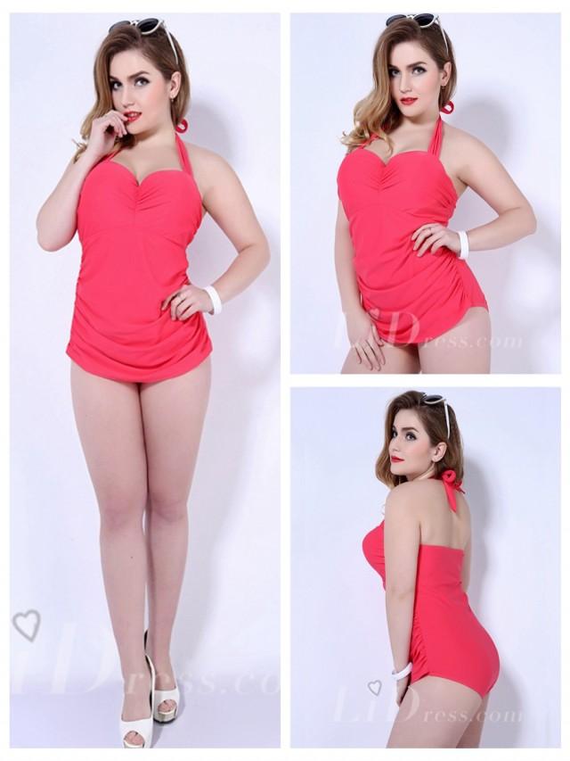 wedding photo - Red Solid Color One-Piece Womens Swimsuit Lidyy1605202044