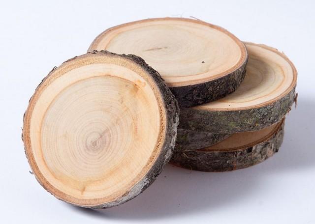 Rustic Wood Discs, Cherry Tree Coasters For Rustic Wedding Decors, Wood Slice With Bark ...