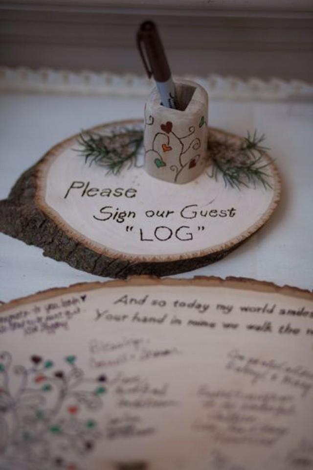 Please Sign Our Guest Log Wood Guestbook Ideas