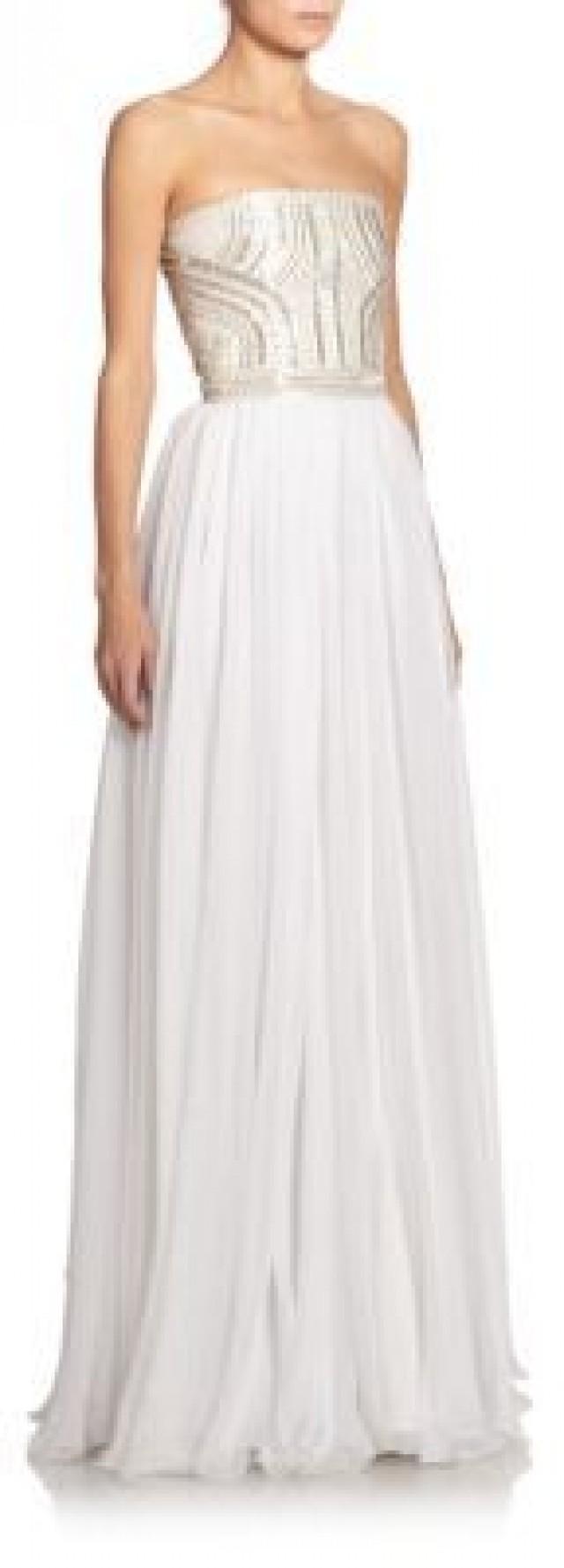 Alexander McQueen Embellished Strapless Silk Gown
