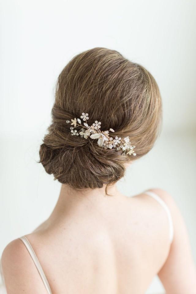 Gold Bridal Hair comb, Wedding Head Piece, Rhinestone Hair comb, Wedding Hair Accessory