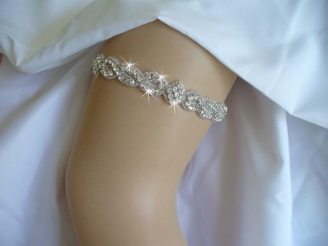 wedding photo - Custom Bridal Wedding Lingerie, Wedding Garter, Queen Size Wedding Garter Option, Rhinestone Garter, Bling Wedding Garter Belts and Sashes