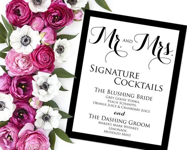 Signature Drink Sign Signature Drinks Printable Wedding Reception Sign Wedding Bar Sign Pdf Wedding Drink Sign Template