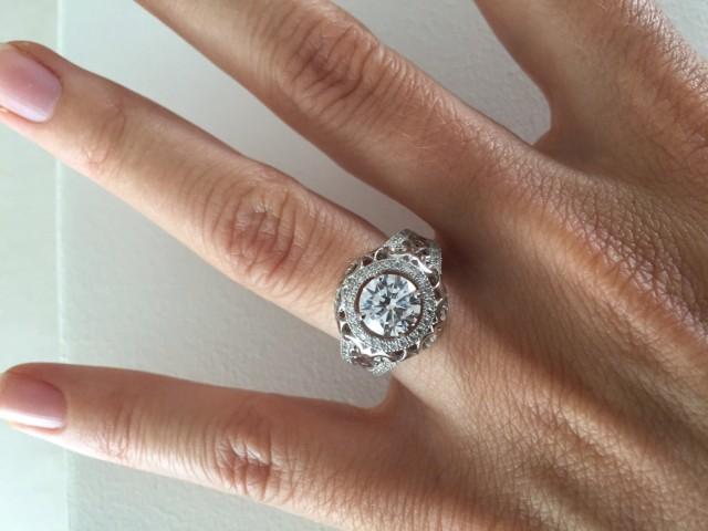 antique style engagement ring setting 14k filigree wedding ring vintage halo engagement ring cubic zirconia round center stone 2531027 weddbook - Wedding Ring Settings antique style engagement ring setting 14k filigree wedding ring vintage halo engagement ring cubic zirconia round center stone 2531027 weddbook - Wedding Ring Settings
