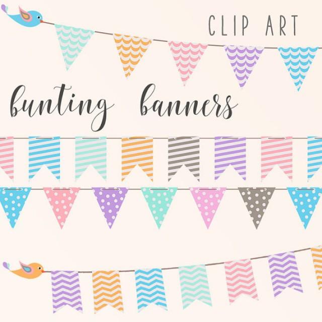 wedding photo - Pastel Bunting Banners Clipart 