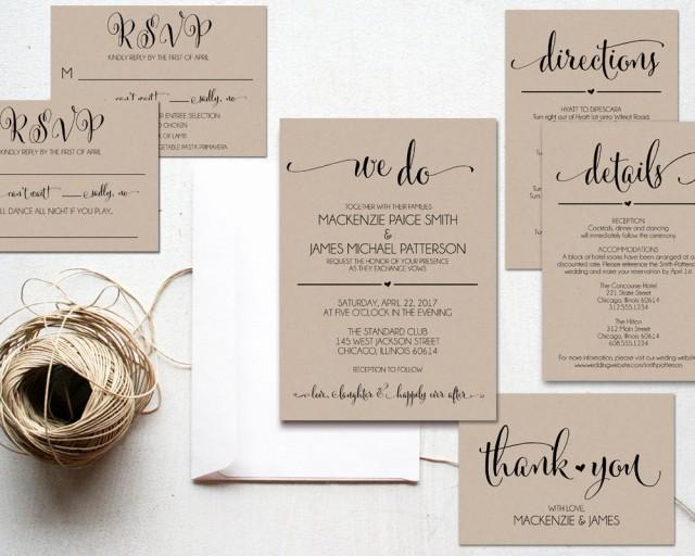 We Do Wedding Invitation Template, Rustic Kraft Invitation, Cheap Invitation, DIY, Kraft Printable, PDF Instant Download, WBWD4