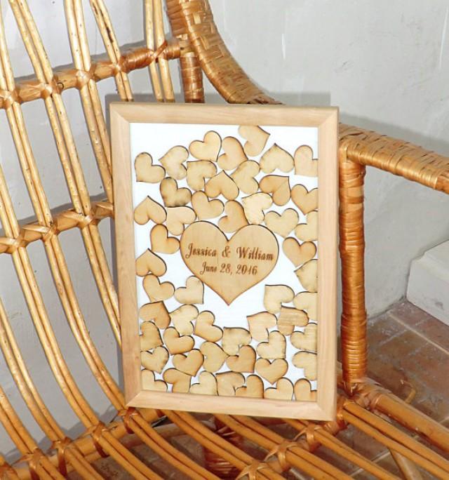 wedding photo - Wedding Guest Book Alternative 3D Wedding Guest Book Personalised Wood Custom Wedding Guestbook Rustic Wedding Guest Book Heart Drop Top Box