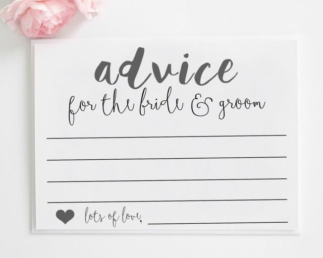 Wedding Advice Cards Printable Advice For The Bride And Groom
