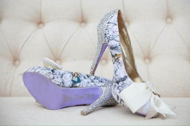 wedding photo - Custom Alice in Wonderland Wedding Shoes