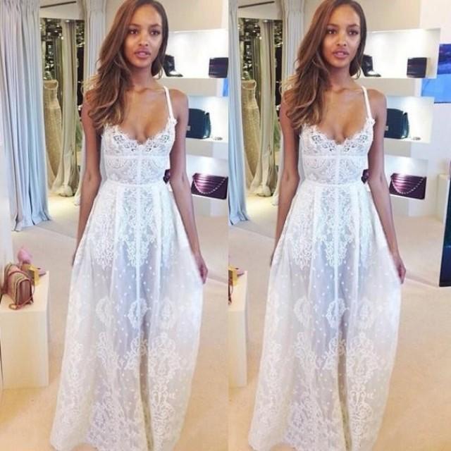 wedding photo - Sexy Spaghetti Straps Long Wedding Dress Bridal Gown with Appliques
