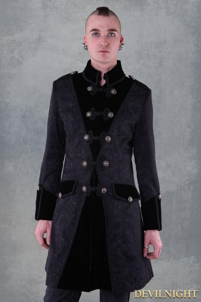 wedding photo - Black Pattern Winter Gothic Coat for Men