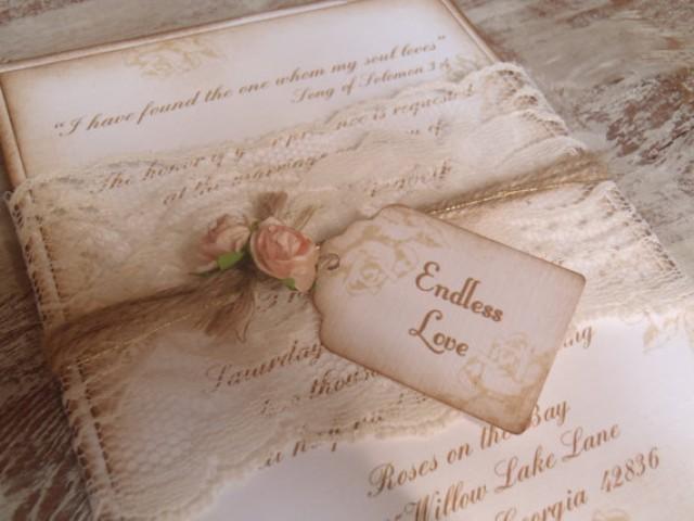 wedding photo - Vintage, Blush PinkRoses, Lace Band Romantic, Paris, Shabby, Rustic, Victorian Wedding Invitation, Jute, Peach, Coral, Quinceanera, Sweet Sixteen, Barn, Garden