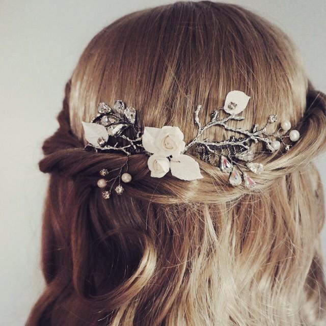 wedding photo - Bridal hair vine, wedding hair vine, freshwater pearls, bridal hair comb pearl silver, silver wedding accessories