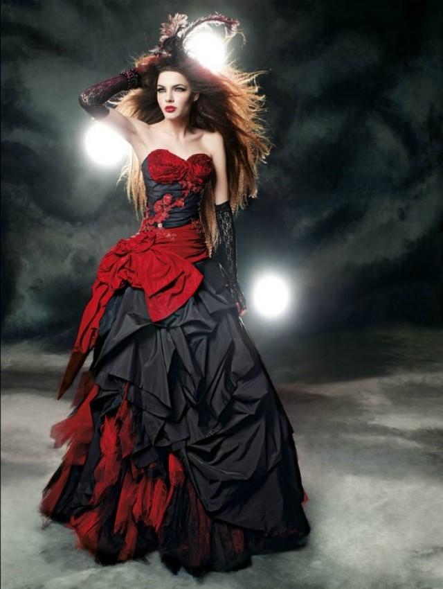 wedding photo - Red and Black Gothic Wedding Dress