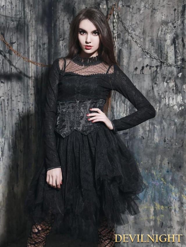 wedding photo - Black Gothic Irregular Corset Two-Piece Dress