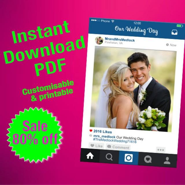 Instagram Frame PDF fully customised, Photo Booth Prop, Personalised Frames, Wedding Props, Digital Download, Instagram Photo Prop