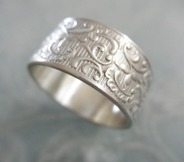 wedding photo - Filigree Sterling Silver Wedding Ring, Victorian wedding band, ring for her, ring for him, wedding band