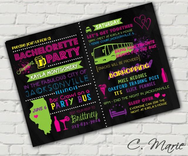 Neon Bachelorette Party Invite - Custom Digital Download