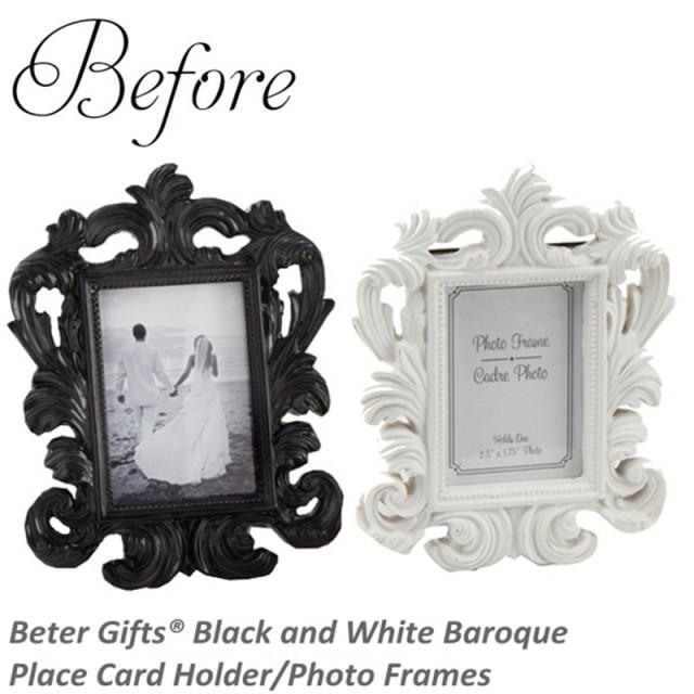 wedding photo - Beter Gifts® Black and White Baroque Place Card Holder/Photo Frames BETER-SZ041