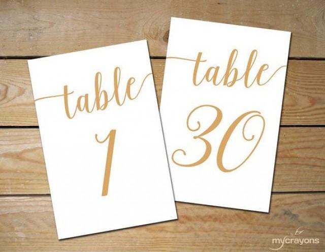 wedding photo - Instant Download Printable Table Numbers 1-30 // Bella Script Caramel Gold Table Number Gold Wedding Decor // 5x7, 4x6 Table Numbers Wedding