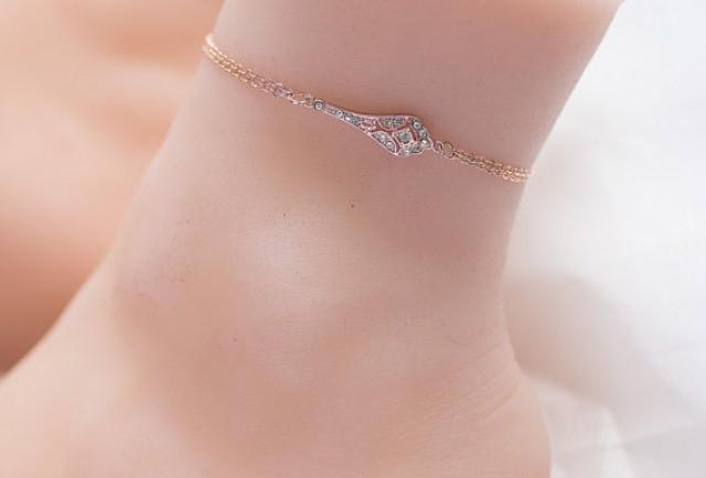 wedding photo - Rose Gold Anklet -Silver Anklet-Beach Jewelry- Gold Ankle Bracelet - Rose Gold Ankle Bracelet - Gold Anklet