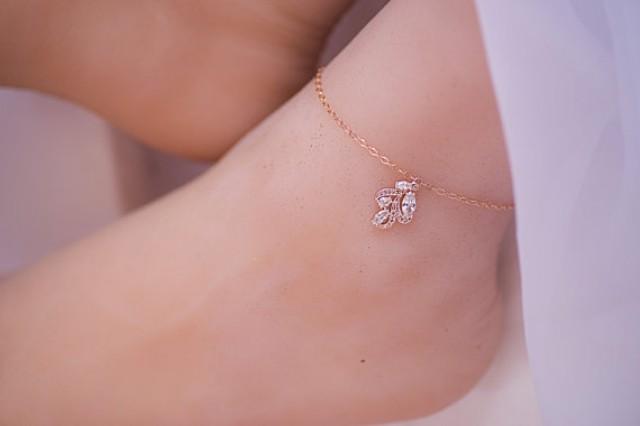 wedding photo - Rose gold/Silver plated Anklet Beach Jewelry- Ankle Bracelet