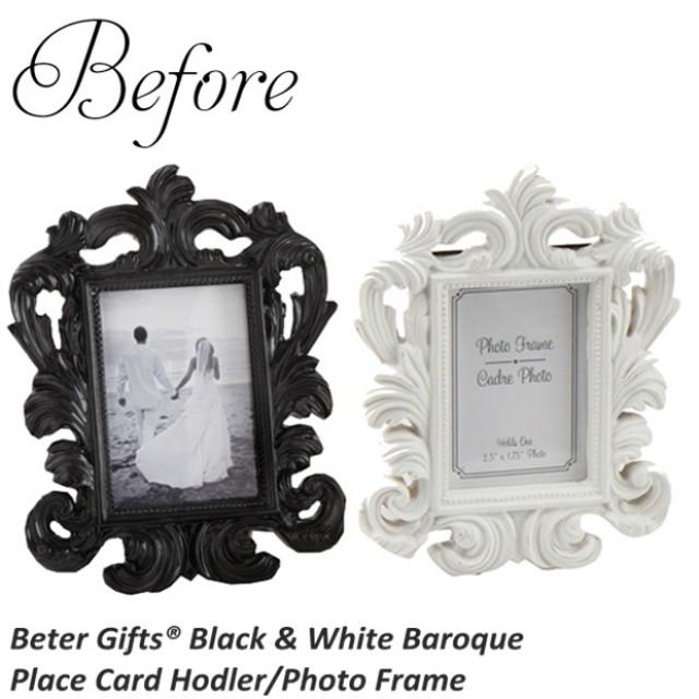 Beter Gifts® Wedding Reception SZ041/A White Baroque Photo Place Card Holder