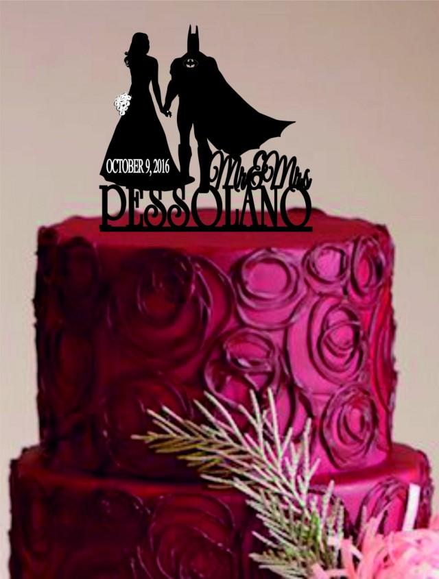 Bride and Groom Wedding Cake Topper,Batman Silhouette,Mr and Mrs Wedding Cake Topper,Unique Wedding Cake Topper, Custom Wedding Cake Topper