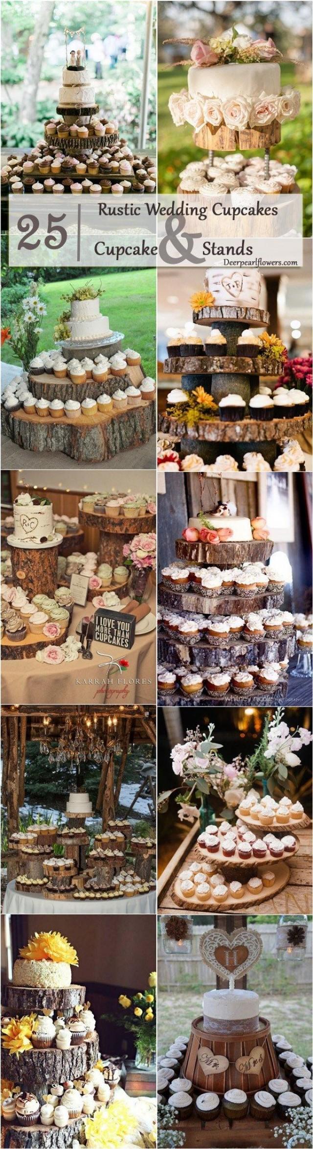 wedding photo - 25 Amazing Rustic Wedding Cupcakes & Stands