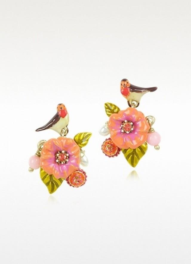 Les Nereides Sous Le Chataignier - Robin And Flower Earrings