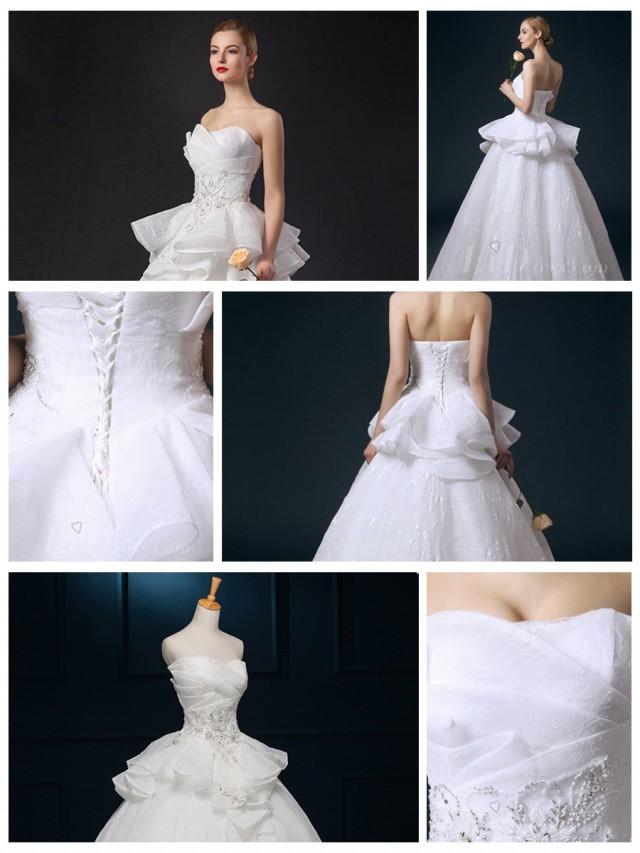 wedding photo - Strapless Ruched Ball Gown Wedding Dress