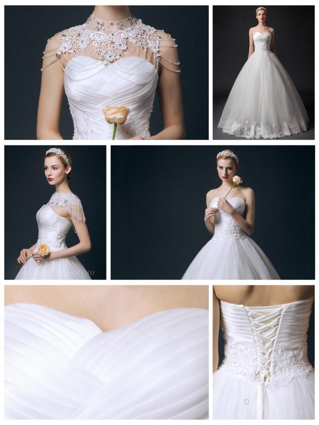 wedding photo - Strapless Ruched Bodice Ball Gown Wedding Dress