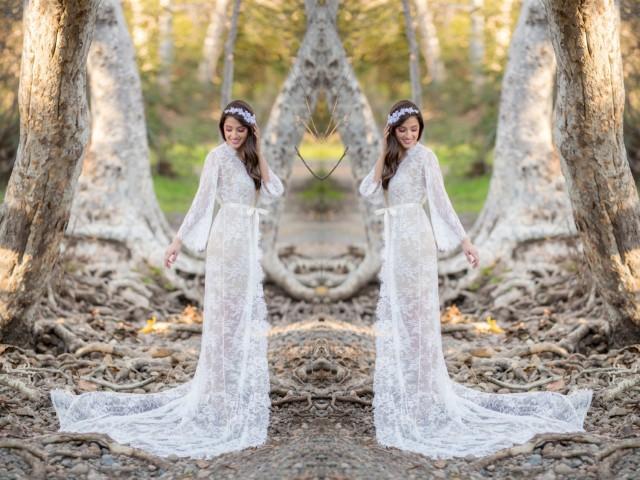 Extra Long French Lace Robe for Bride, A must-have for every bride to be