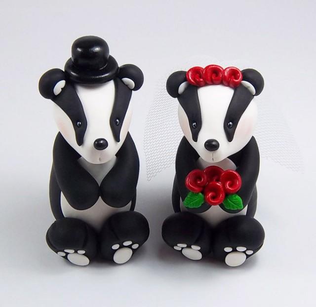 Badger Cake Topper, Wedding Cake Topper, Personalized Figurines
