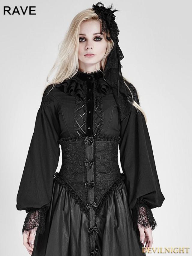 wedding photo - Black Gothic Palace Style Chiffon Blouse for Women