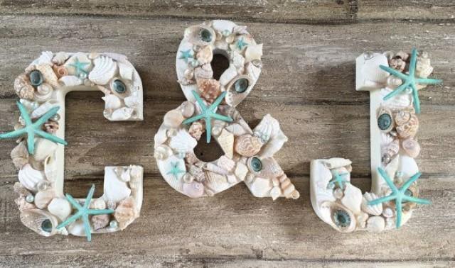 Shell Letters, Shell Initials, Seashell Letters, Beach Wedding Decor, Set Of 3