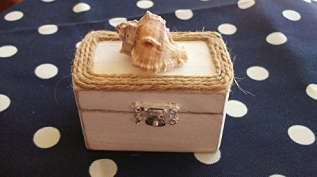 wedding photo - Beachy Coastal Nautical Shabby Chic Rustic Wedding Ring BOx Gift Box Trinket Box Wedding Decor
