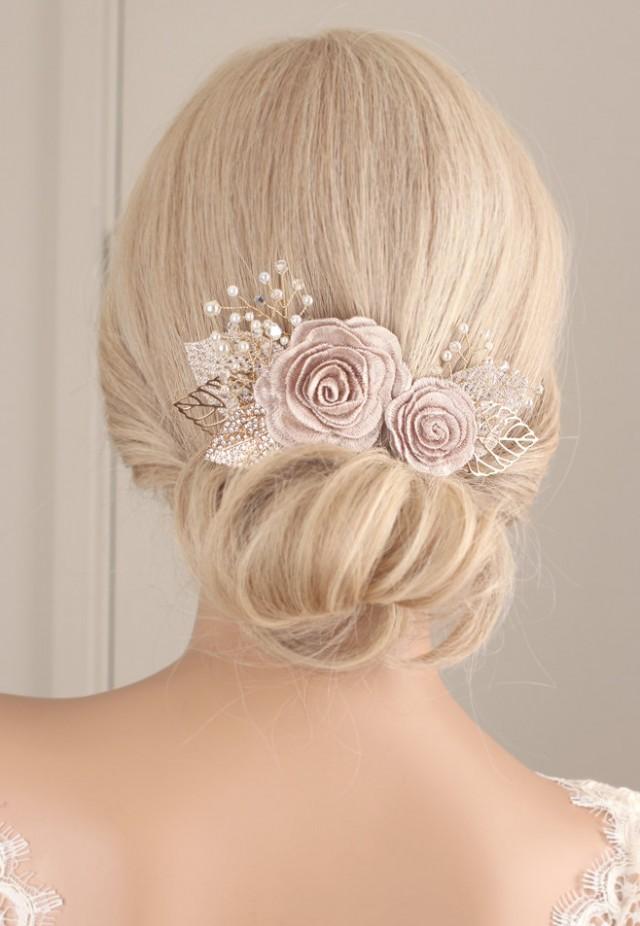 wedding photo - flower hair piece, Flower hair clip, wedding hair accessories, wedding headpiece, pearl hair clip, flower headpiece, bridal hair clip