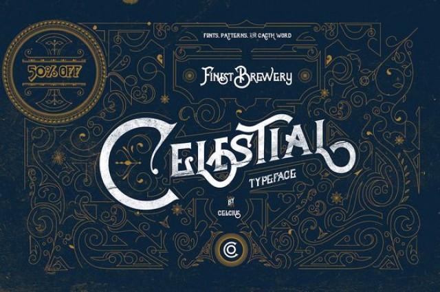 Celestial Fonts & Vintage Pattern