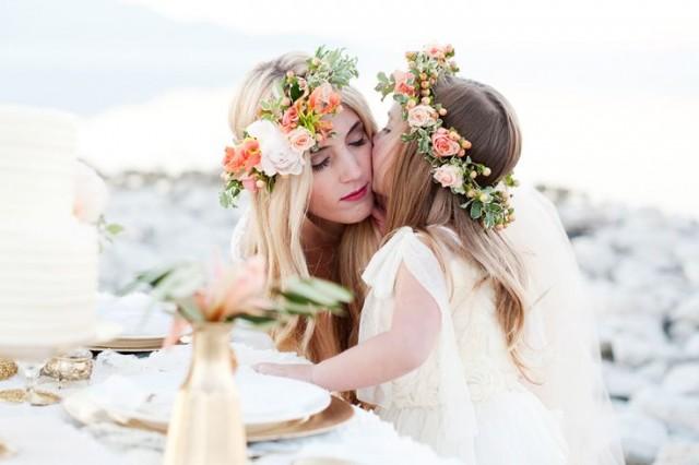 wedding photo - Gold   Peach Mother & Daughter Bridal Inspiration