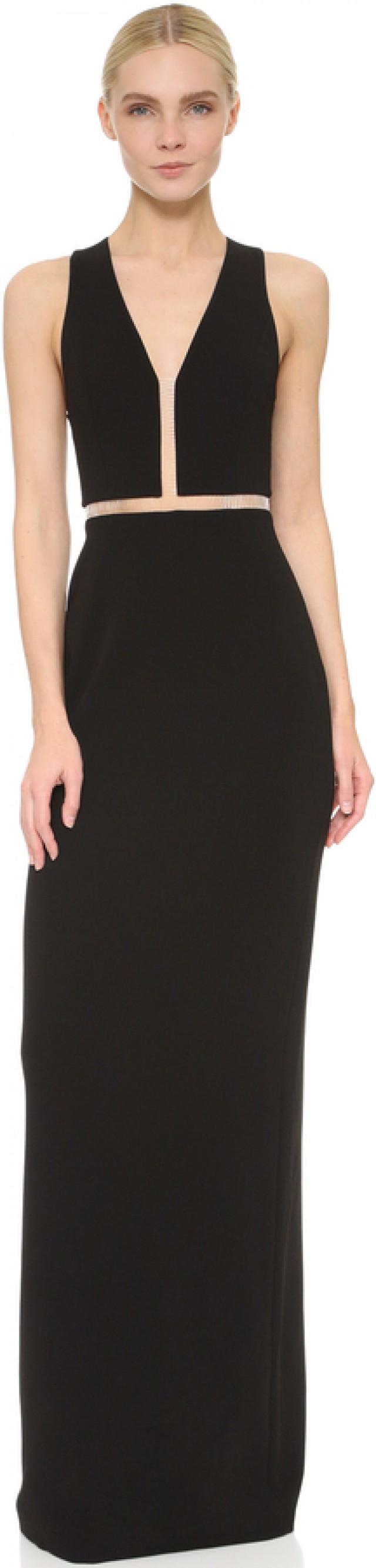 Alexander Wang V Neck Gown with Fishing Line Detail