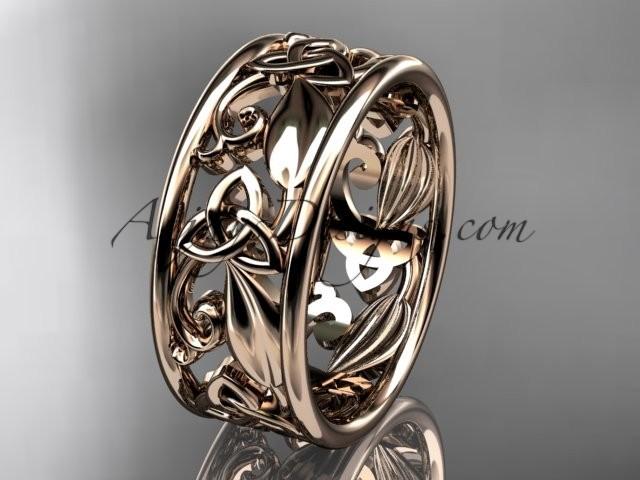 wedding photo - Spring Collection, Unique Diamond Engagement Rings,Engagement Sets,Birthstone Rings - 14kt rose gold celtic trinity knot engagement ring wedding band