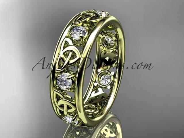 wedding photo - Spring Collection, Unique Diamond Engagement Rings,Engagement Sets,Birthstone Rings - 14kt yellow gold celtic trinity knot engagement ring wedding band