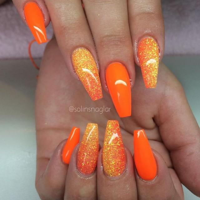Solin Sadek On Instagram: “"Neon Orange" Med Orange Glitterombre”